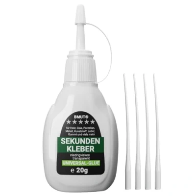 Abbildung von 1x 20g Sekundenkleber universell, flüssig, extra stark &amp; schnell, wasserfest, hitzebeständig, mit Dosierspitze Kappe gegen Austrocknung