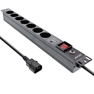 Abbildung von InLine® 19&quot; Steckdosenleiste, 8 Fach Schutzkontakt, C14 Stecker, Überlastschutz