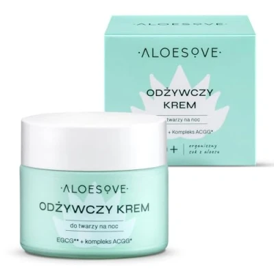 Abbildung von ALOESOVE Nährende Nachtcreme für das Gesicht 50ml Gesichtscreme alle Hauttypen intensive Feuchtigkeitspflege mit Traubenkernöl, Nachtkerzenöl und Jojobaöl Vegan, Anti Aging