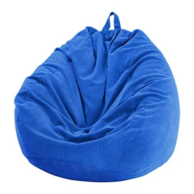 Abbildung von Chickwin Bezug für Sitzsack, Birne, Samt, ohne Füllung, drinnen und draußen, Entspannen, Liegestuhl, Wohnzimmer, Schlafzimmer, Kissen (Blau, 85 x 110 cm)