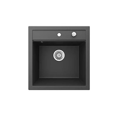 Abbildung von Bergstroem Granitspüle Tesa, Schwarz, 50 x 49 cm, rechteckig, 49/51 Resistent gegen chemische Substanzen