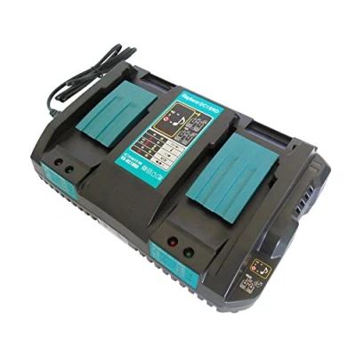 Abbildung von YASI MFG® für Makita Ladegerät DC18RD 2 fach 14.4V 18V 4A Dual Schnellladegerät DC18RC DC18RA Maximal 14.4 18 Volt Batterien BL1815 BL1830 BL1840 BL1845 BL1850 BL1415 BL1430 BL1440 Serie