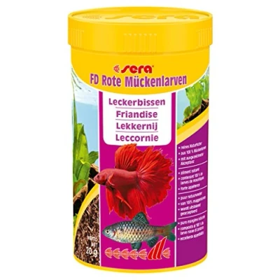 Abbildung von sera FD Rote Mückenlarven Nature 50 ml Der Leckerbissen für Jungfische und Feinschmecker Fischfutter fürs Aquarium mit sehr hoher Verwertbarkeit, somit weniger Algen