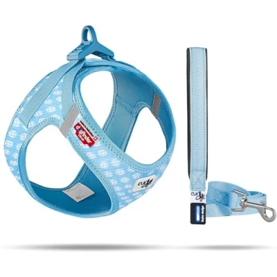 Abbildung von Vest Harness curli Clasp Air Mesh SkyBlue Circles M &amp; Leash L