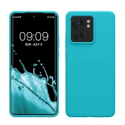 Abbildung von kwmobile Hülle kompatibel mit Motorola Edge 40 Silikon Handy Case Handyhülle weiche Oberfläche kabelloses Laden Cool Glacier