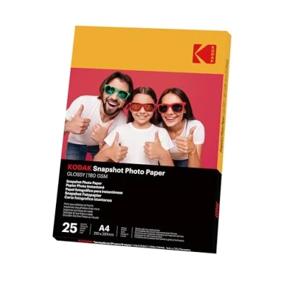 Abbildung von KODAK Fotopapier Instant Fotopapier, 25 Blatt, Format 21 x 29,7 cm (A4), glänzend, 180 g/m², für Tintenstrahldrucker geeignet&quot;