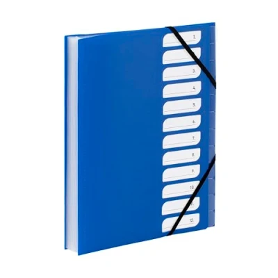 Abbildung von Viquel Ordnungsmappe A4 mit 12 Fächern ausziehbarer Schreibtisch Organizer Dokumentenmappe Index Verschluss durch Gummiband Produktreihe FEEL&#039;Easy Marineblau