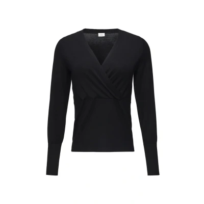 Abbildung von s.Oliver Black Label IN Wickeloptik Strickpullover, Damen, Größe: 34, Schwarz