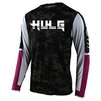 Abbildung von HULG Radfahren Jersey Herren Mountainbike Motocross Langarm MTB T Shirt,Shirt Downhill Fahrrad Schnelltrocknend (Color 15,XL)