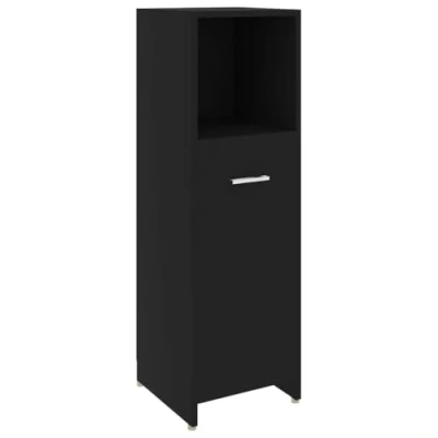 Abbildung von vidaXL Badezimmer Set Badezimmerschrank Schwarz 30x30x95 cm Holzwerkstoff, (1 St)