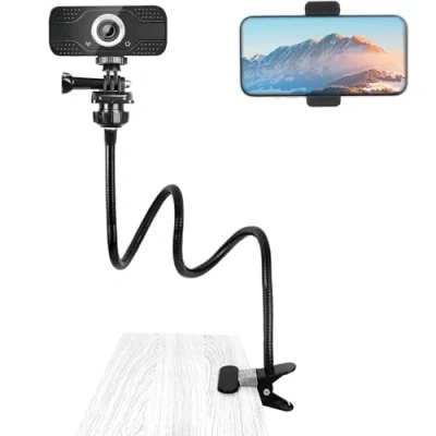 Abbildung von SUNNINGUP Webcam Halterung und Telefonhalter, Schwanenhals Halterung, für logitech C925e C922x C922 C930e C930 C920 C615,GoPro Hero10/9/8/7/6/5, Hero Max,Arlo Ultra/Pro2/3, Phone
