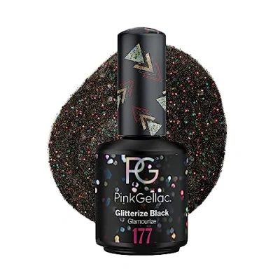 Abbildung von Pink Gellac UV Gel Nagellack 177 Glitterize Black 15 ml Lack Schwarz Lang Anhaltend Polish Nägel in Salonqualität Nails Lampe Made Holland