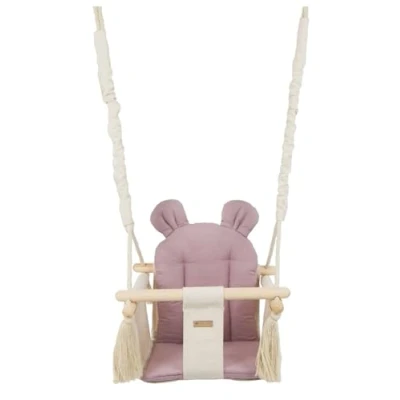 Abbildung von Kinderschaukel Babyschaukel Indoor Schaukel Hängeschaukel Sitzschaukel Hängesitz (Muster: cremefarben, rosa)