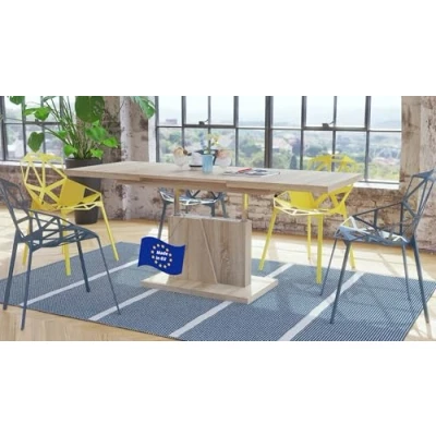 Abbildung von Mazzoni Design Couchtisch Tisch Grand Noir stufenlos höhenverstellbar ausziehbar 120 bis 180cm Esstisch (Sonoma Eiche)