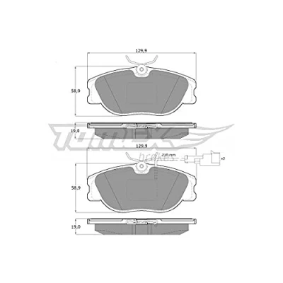 Abbildung von TOMEX brakes TX 12 44 Bremsbelagsatz Vorderachse inkl. Verschleißwarnkontakt ALFA ROMEO: 155, LANCIA: DELTA 1