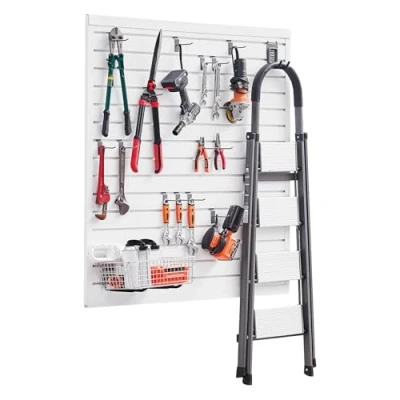 Abbildung von VEVOR Werkzeugwand 1230x1235x20mm PVC Weiß Garage Lamellenwand 136kg pro Platte