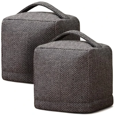 Abbildung von Praknu 2 Türstopper Sack Für Boden Grau Waschbarer Bezug Extra Schwer 1Kg mit Tragegriff Haus &amp; Büro rutschfeste Pads