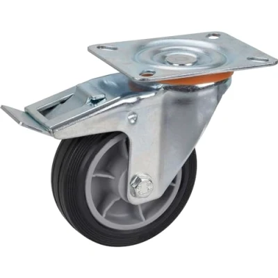 Abbildung von Lenkrolle 100mm TPE mit Feststeller Transportrolle 70kg Rolle PP Felge, Stahl verzinkt