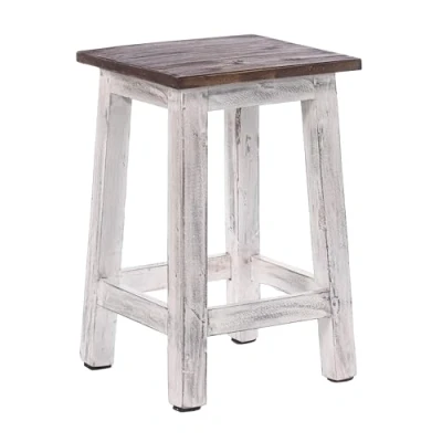 Abbildung von DESIGN DELIGHTS RUSTIKALER Holz SITZHOCKER Madero 48x30x30 cm (HxBxT), Recyclingholz Holzhocker Farbe: 05 weiß Natur