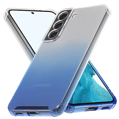 Abbildung von Verco Farbwechsel Hülle für Samsung Galaxy S21, Schutzhülle Handy Cover Transparent mit Farbverlauf und Kameraschutz Slim Case, Blau