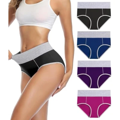 Abbildung von wirarpa Unterhosen Damen Unterwäsche Baumwolle Taillenslip High Rise Slip 4er Pack Größe 4XL