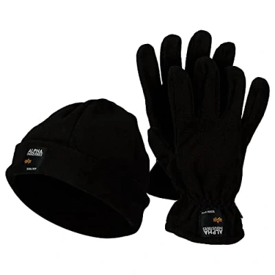 Abbildung von Alpha Industries Label Beanie AND Glove SET Unisex Mütze, Größe: S/M, Black