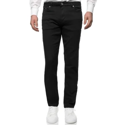 Abbildung von JEEL Herren Jeans Regular Fit Straight Cut Stretch Hose Basic Washed 07 Schwarz 30W / 38L