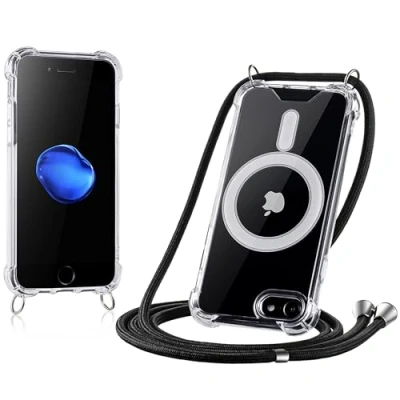 Abbildung von JProtect Magnetische Handykette für iPhone 7/8/ SE 2022 / 2020 Magsafe Hülle/iPhone Hülle mit Band zum Umhängen/Kette Handyhülle 8 Magnet