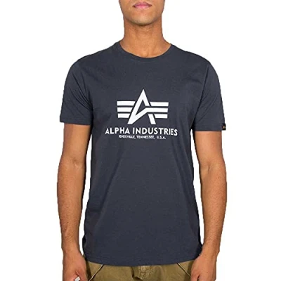 Abbildung von Alpha Industries Herren Basic T Shirt,Blau (Navy 02), Medium