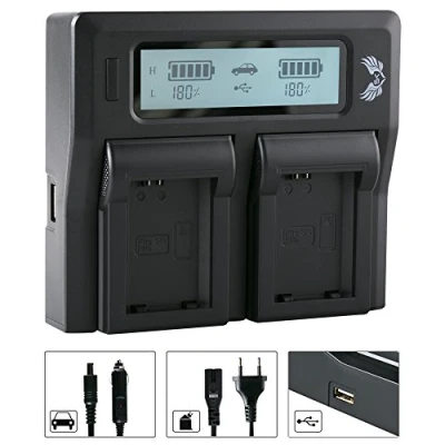 Abbildung von SK LCD Dual Akku Charger für Sony NP FW50 Ladegerät ist passend zu Alpha 7 II 7R 7S 5000 6000 6400 6500 // NEX 3 6 / ZV E10 ...