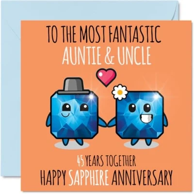 Abbildung von Stuff4 Süße Saphir Jubiläumskarte für Tante und Onkel 45 Years Together Glückwunschkarten zum 45. Hochzeitstag Tante, 145 mm x Grußkarten fünfundvierzig Jubiläen