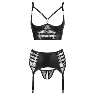 Abbildung von 3 teiliges Hebe Set mit Strapsgurt plus String ouvert