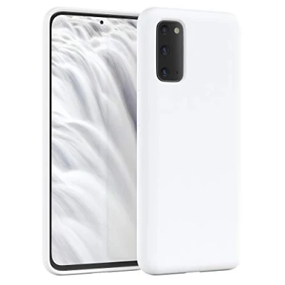 Abbildung von EAZY CASE Premium Silikon Handyhülle kompatibel mit Samsung Galaxy S20, Slimcover Kameraschutz und Innenfutter, Silikonhülle, Schutzhülle, Bumper, Handy Case, Hülle, Softcase, Weiß