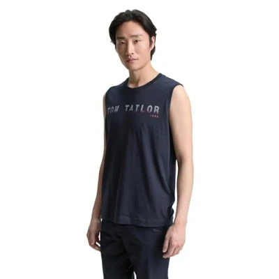 Abbildung von TOM Tailor TANK MIT LOGO Top, Herren, Größe: Small, Sky captain blue