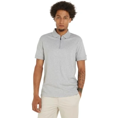Abbildung von Tommy Hilfiger Herren Poloshirt Kurzarm DC Interlock Slim Fit, Grau (Light Grey Heather), M