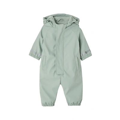 Abbildung von Vertbaudet Baby Regen Overall mit Fleecefutter und Kapuze, Recycling Polyester salbeigrün 68