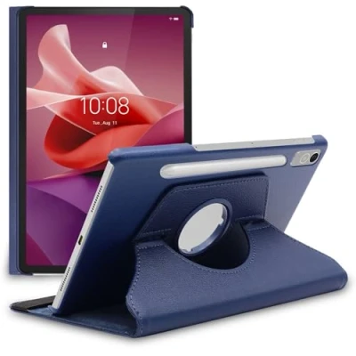 Abbildung von ebestStar Hülle für Lenovo Tab P12 (2023), Drehbar Schutzhülle, PU Lederhülle, Rotierende Ständer Etui, Rotating Case Cover, Dunkelblau