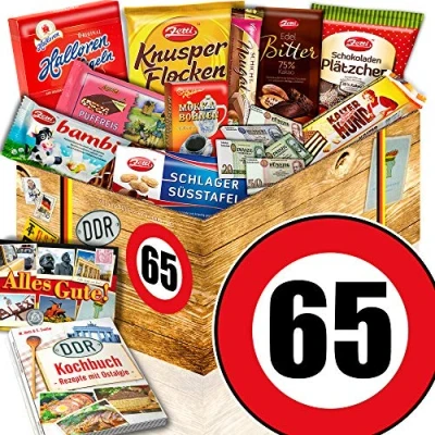 Abbildung von Geschenk zum 65. Geburtstag Schoko DDR Box Geschenke 65ter Mann