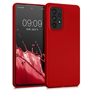 Abbildung von kwmobile Case kompatibel mit Samsung Galaxy A53 5G Hülle Schutzhülle aus Silikon metallisch schimmernd Handyhülle Metallic Dunkelrot