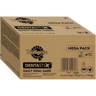 Abbildung von PEDIGREE DentaStix Zahnpflegesnack 112 Stück für kleine Hunde (510kg) Hundeleckerli mit Huhn &amp; Rindgeschmack jeden Tag, Zahnpflege Hund gesunde Zähne 1 Großpackung