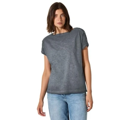 Abbildung von Cecil Tshirt MIT Knopfdetail print, Damen, Größe: XS, Grau