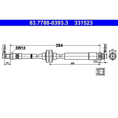 Abbildung von ATE 83.7788 0393.3 Bremsschläuche 394 M10x1