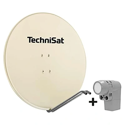 Abbildung von TechniSat SATMAN 850 Plus Satellitenschüssel für 4 Teilnehmer (85 cm Sat Komplettanlage, Spiegel mit Masthalterung und UNYSAT Universal Quattro Switch LNB im Wetterschutz Gehäuse) beige