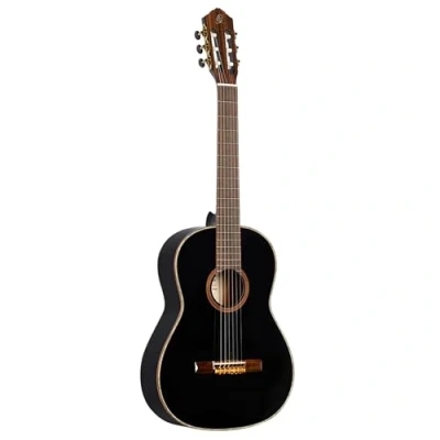 Abbildung von Ortega Guitars schwarze Konzertgitarre 4/4 Größe Family Series inklusive Gigbag Mahagoni / Fichtendecke (R221BK)