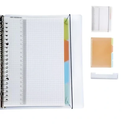 Abbildung von AMO HERMOSO Notizbuch A5 Kariert Spiralblock mit 4 Farbige Trennblätter, Notizblöcke Register, Spiral Squared Notebook, 80gsm, 60 Blatt, 120 Seiten Notizblock