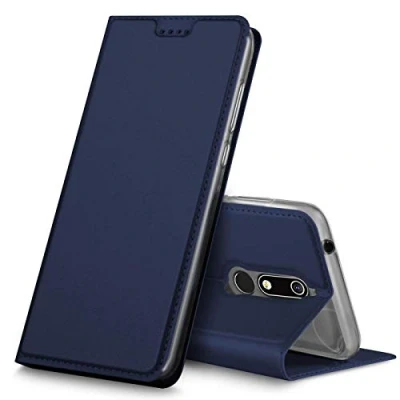 Abbildung von Verco Handyhülle für Nokia 5.1, Premium Handy Flip Cover 5.1 Hülle [integr. Magnet] Book Case PU Leder Tasche [Nokia 5 2018], Blau