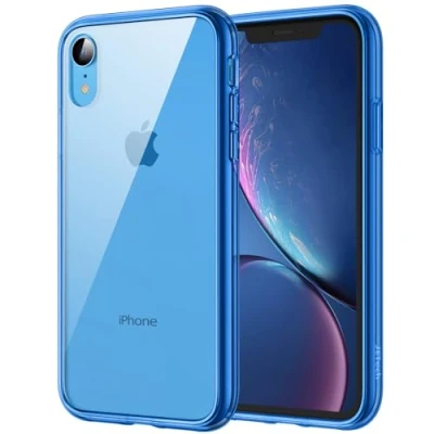 Abbildung von JETech Hülle für iPhone XR 6,1 Zoll, Nie Vergilbung Handyhülle Stoßfest, Schutzhülle Anti Kratzt Transparent Rückseite (Blau)