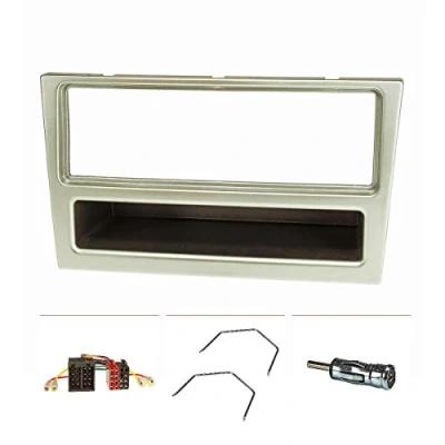 Abbildung von tomzz Audio 2439 072 Radioblende Set kompatibel mit Opel Corsa C Combo Omega B Vectra Meriva matt Chrom Radioadapter ISO Antennenadapter DIN Entriegelungsbügel