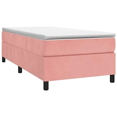 Abbildung von vidaXL Bettgestell, Polsterbett Bett für Schlafzimmer, Bettrahmen mit Lattenrost Stützbeinen, Schlafzimmerbett Einzelbett, Rosa 90x190cm Samt