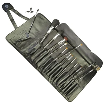 Abbildung von Fantasia Make Up Pinsel Set 14 teilig, Professionelles mit 3 Ersatz Applikatoren, hochwertiges Schminkpinsel Naturhaar in Kunstledertasche, schwarz